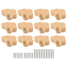 Boho Dresser Knobs- 12 Pack Durable Beech Wood Drawer Knobs Cloud-Shaped Wooden Dresser Pulls for Cabinets, Furniture