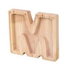 Letter Piggy Bank Kids Piggy Bank, Wooden Alphabet Transparent Coin Bank,Personalized Decorative Money Saving Bank