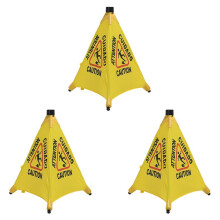 3X Caution Wet Floor Sign, Slippery When Wet Pops Sign, Wall Mounted Foldable Bilingual Safety Warning Alert Cone