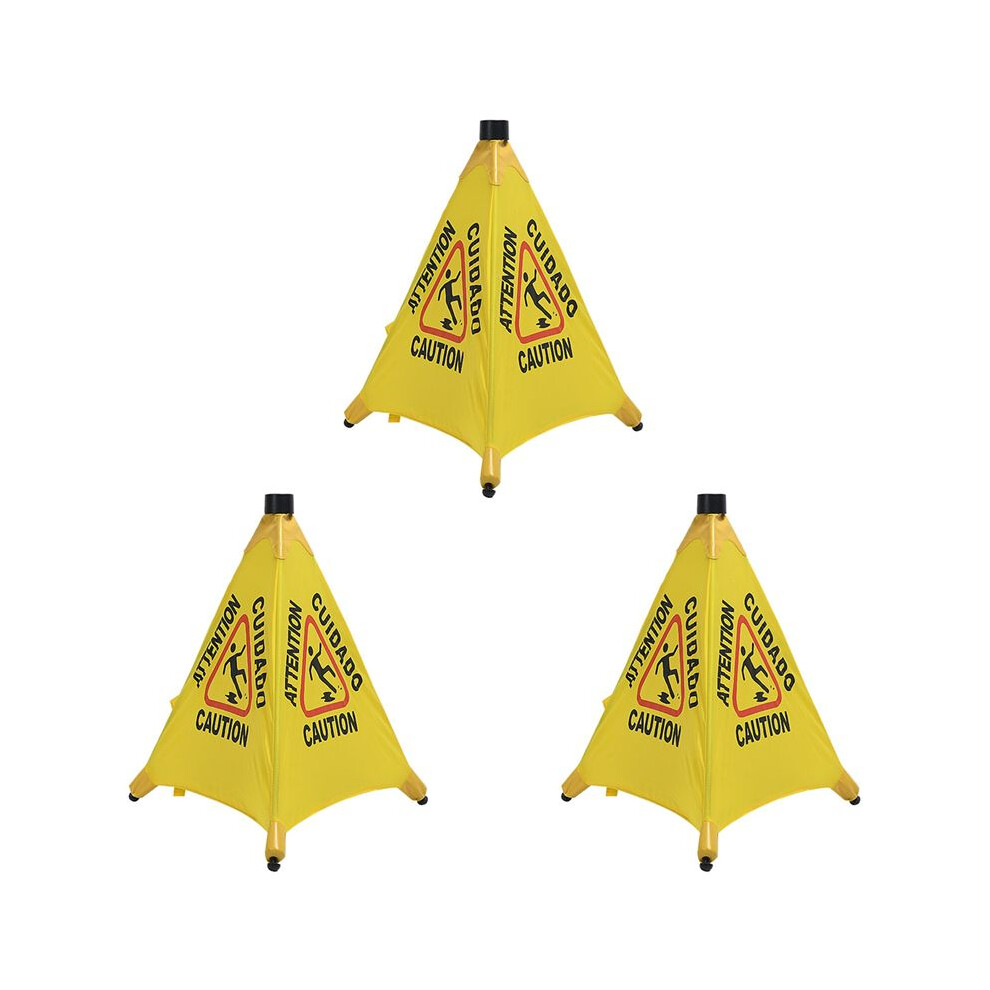 3X Caution Wet Floor Sign, Slippery When Wet Pops Sign, Wall Mounted Foldable Bilingual Safety Warning Alert Cone 4711040761740