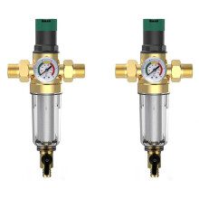 2X Backwash Filter with Pressure Regulator and Pressure Gauge, 3/4 Inch House Connection, Reusable Pressure Regulator