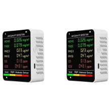 2X 6 in 1 Multifunctional Air Quality Tester LCD Display Home Indoor Office Wall Mounted Air Quality Tester