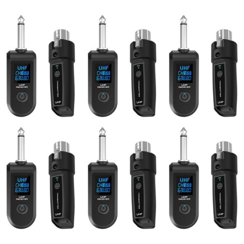 6X Nuovo Microfono Wireless Trasmettitore e Ricevitore XLR Wireless UHF per Microfoni Dinamici Mixer Audio Sistemi PA