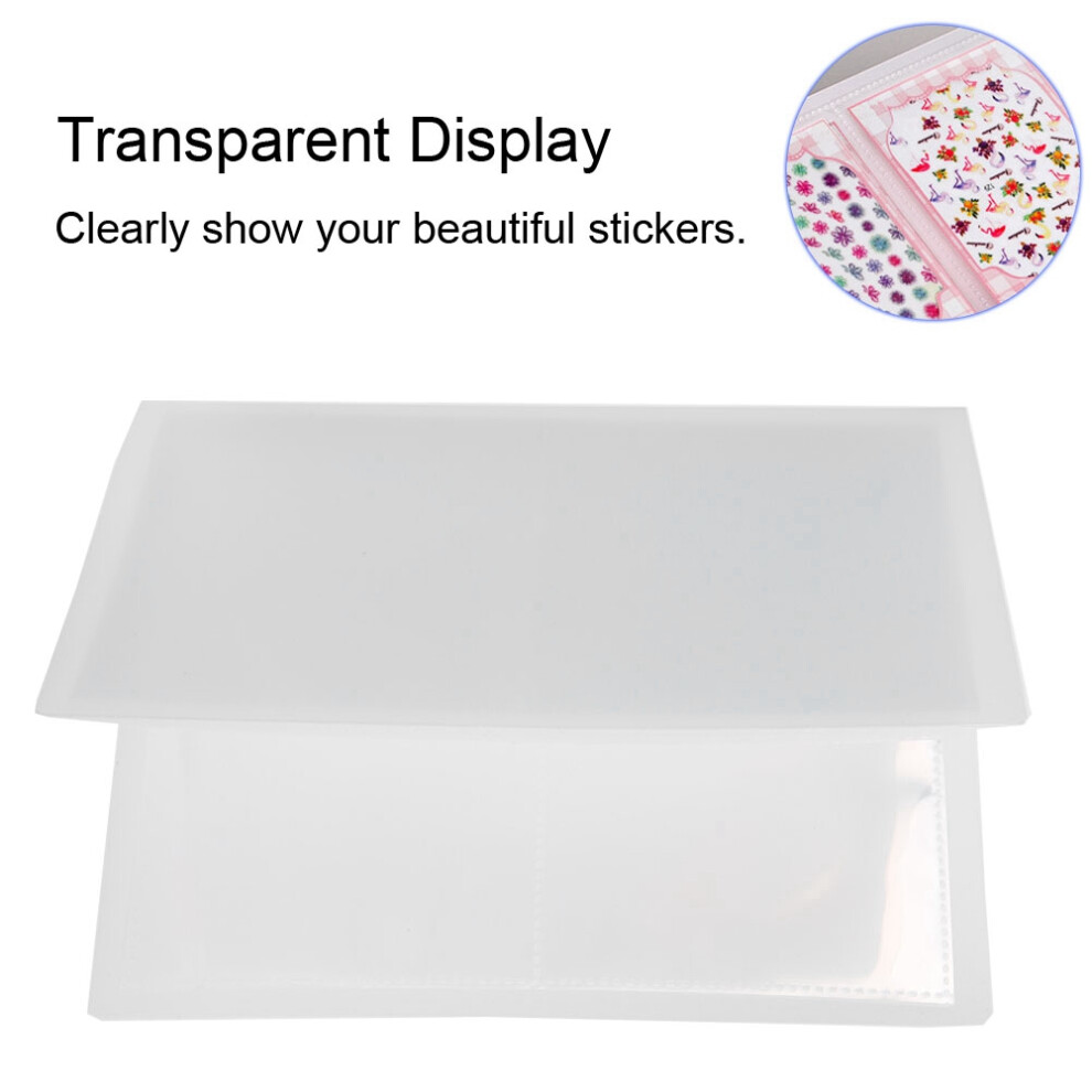 20 Pages Nail Sticker Album with 80 Slots, Transparent, 20152.6cm