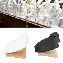 2pcs Wooden & PU Leather Necklace Display Stand Black & White, 12cm High