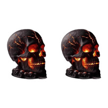 2X Skull Flame Table Lamp,Halloween Decorative Skull Lamp,Decorative LED Night Light, USB Rechargeable