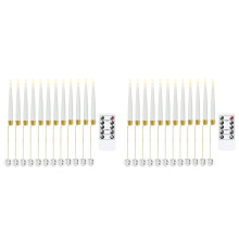 24 Stuks Flikkerende Afstandsbediening 0,5 Inch X 6 Inch LED-Kaarsen met Korte Taps Toelopende Vorm en 12 Kristallen Bolhaken, Vlamloze Kandelaars met