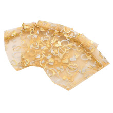 100pcs Gold Mesh Bags 10x12cm Drawstring Jewelry & Gift Pouches