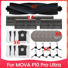 Vacuum Replacement Parts for MOVA P10 Pro for Ultra Robot Vacuum Cleaner Main Brush Dust Bags Filters, Mop Cloths Kit