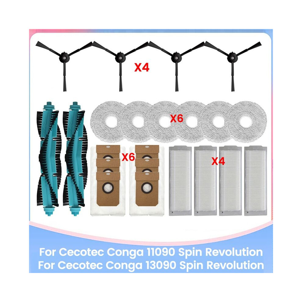 For Cecotec Conga 11090 / Conga 13090 Spin Revolution Spare Parts Main Side Brush Hepa Filter Mop Cloth Dust Bags 6032898162274