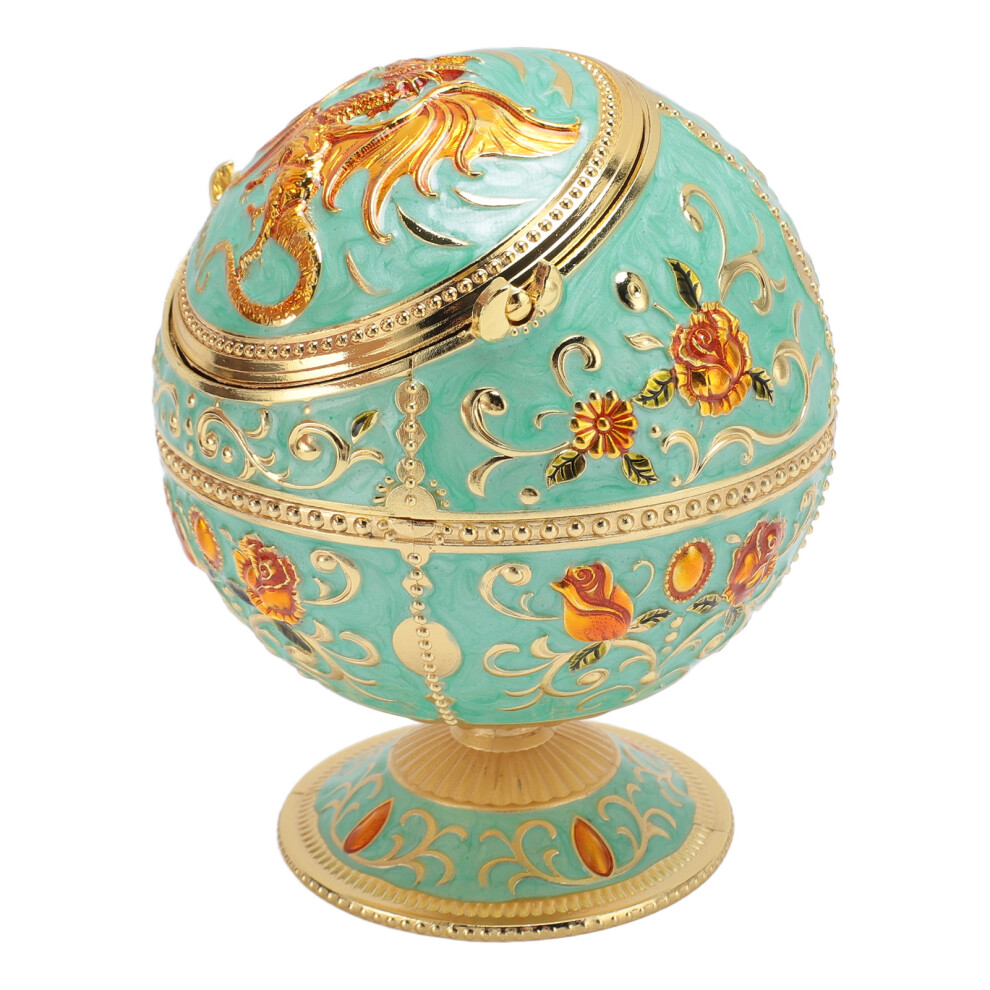 Vintage Zinc Alloy Dragon Pattern Windproof Ashtray, 12.5x10cm, Green
