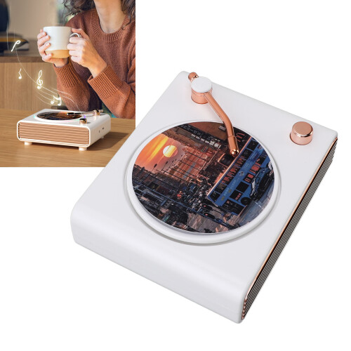 Vintage Wireless Bluetooth Speaker, 1200mAh, Portable Rotating Record Player