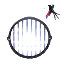 Vintage Round Black LED Motorcycle Headlight 12V, White Light