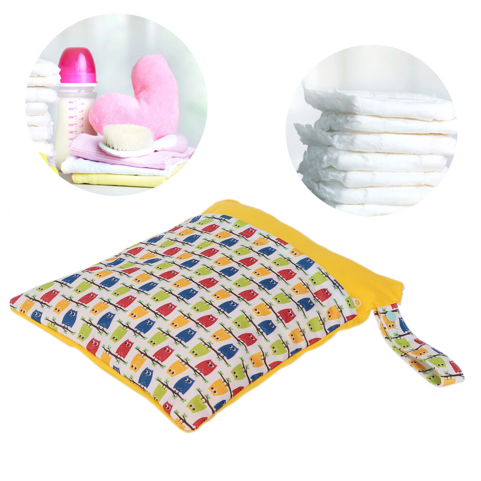 Cartoon Pattern Wet Dry Diaper Bag Portable 35x30cm Waterproof Storage