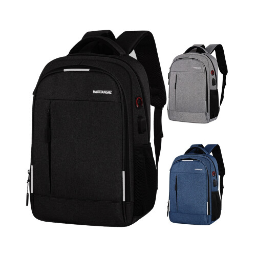 Viaje com estilo: Mochila para laptop de 17 polegadas, uma obra-prima de organização com porta USB integrada, revestimento externo resistent 2