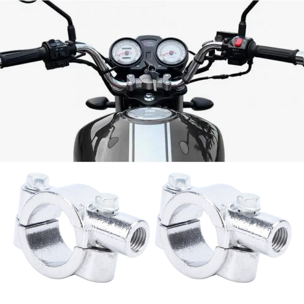 Motorbike Handlebar Mirror Clamp 25Mm M10 For Atv Scooter Bikes Silver 7891391160397