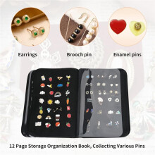 Enamel Pin Display Bag Pin Transaction Book, 12 Page Collectible Pins Board Storage Organization Box Suitable for Sizes