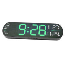 Digital Wall Clock with Remote, 8 Color Lights, 35x10x3cm