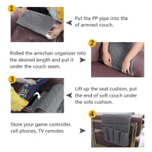 2X Sofa Armrest Organizer with 5 Pockets, 13x34.5Inch Soft Armchair Storage Bag for Tablet Phone Glasses Magazines