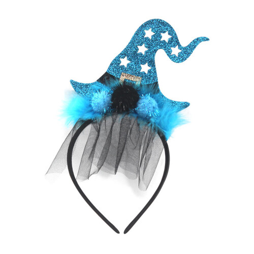 (Blue) Halloween Witch Hat Headband for Cosplay 2