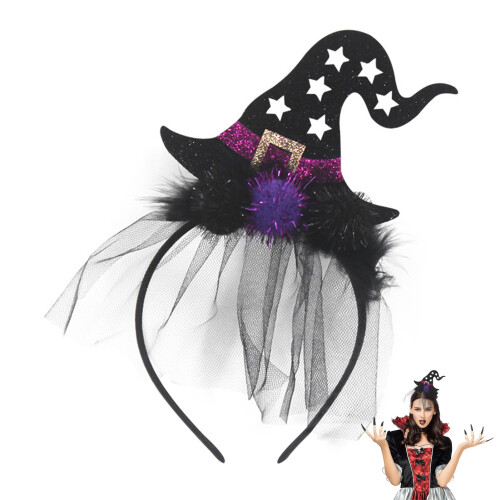 (Purple) Halloween Witch Hat Headband for Cosplay 1