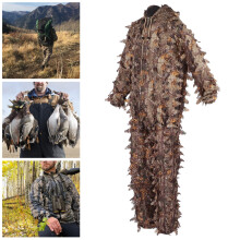 Braune 3D Blätter Tarnnetz-Ghillie-Anzug Set für die Jagd, Einheitsgröße