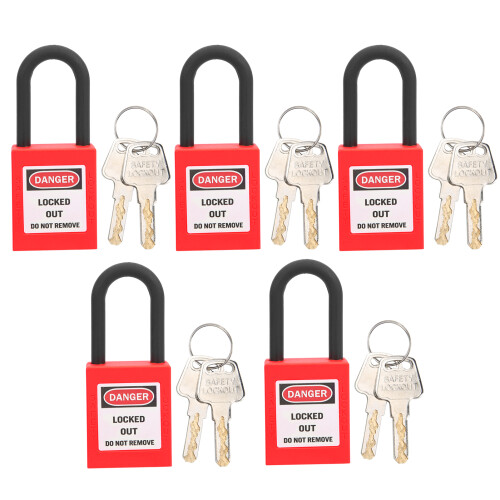Security Lock 38mm Nylon Dustproof Padlock Lockout for Industrial Use Red 1
