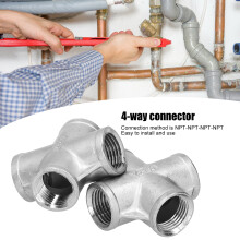 2Pcs 1/2in NPT 4-Way Joint 304 Stainless Steel