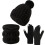 (Black) Winter Hat Scarf Gloves Set for Cold Weather 2