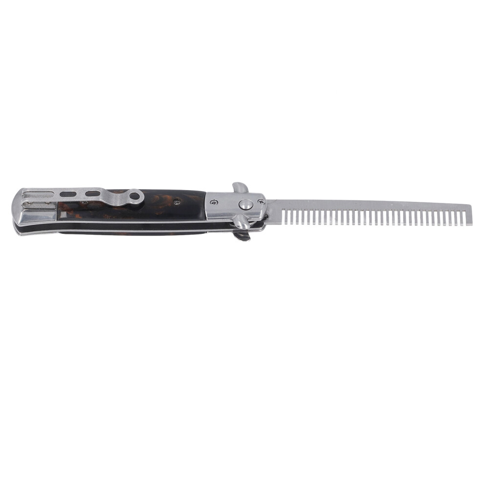 Stainless Steel Switchblade Hair Comb, Folding Automatic Spring Comb