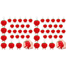 48 Stuks Schattige Aardbeien Sleutelhangers, Pluche Hanger, Pluche Gevulde Kawaii Bedel, Goodiebag voor Aardbeienfeestgunst
