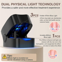 2X Nail Fungus Treatment Device 905nm Infrared and 470nm LED Laser, Effective Onychomycosis Therapy Black