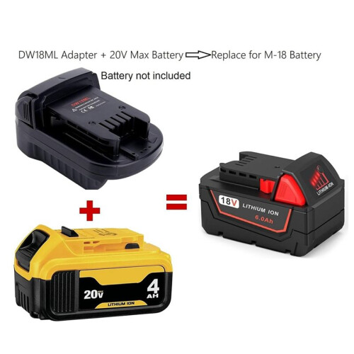 Adapter Compatible for  20V Max Battery to Replacement for  M18 18V Battery, DW18ML Adapter 2