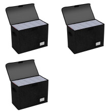 3X Comic Book Boxes, Back to School Fold Comic Short Box Case with Lid, Book Bin Container Holds 150 Comics Black