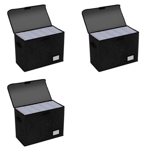 3X Comic Book Boxes, Back to School Fold Comic Short Box Case with Lid, Book Bin Container Holds 150 Comics Black