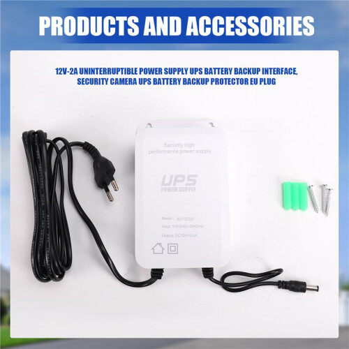 12V-2A Uninterruptible Power Supply UPS Battery Backup Interface, Security Camera UPS Battery Backup Protector EU Plug 2