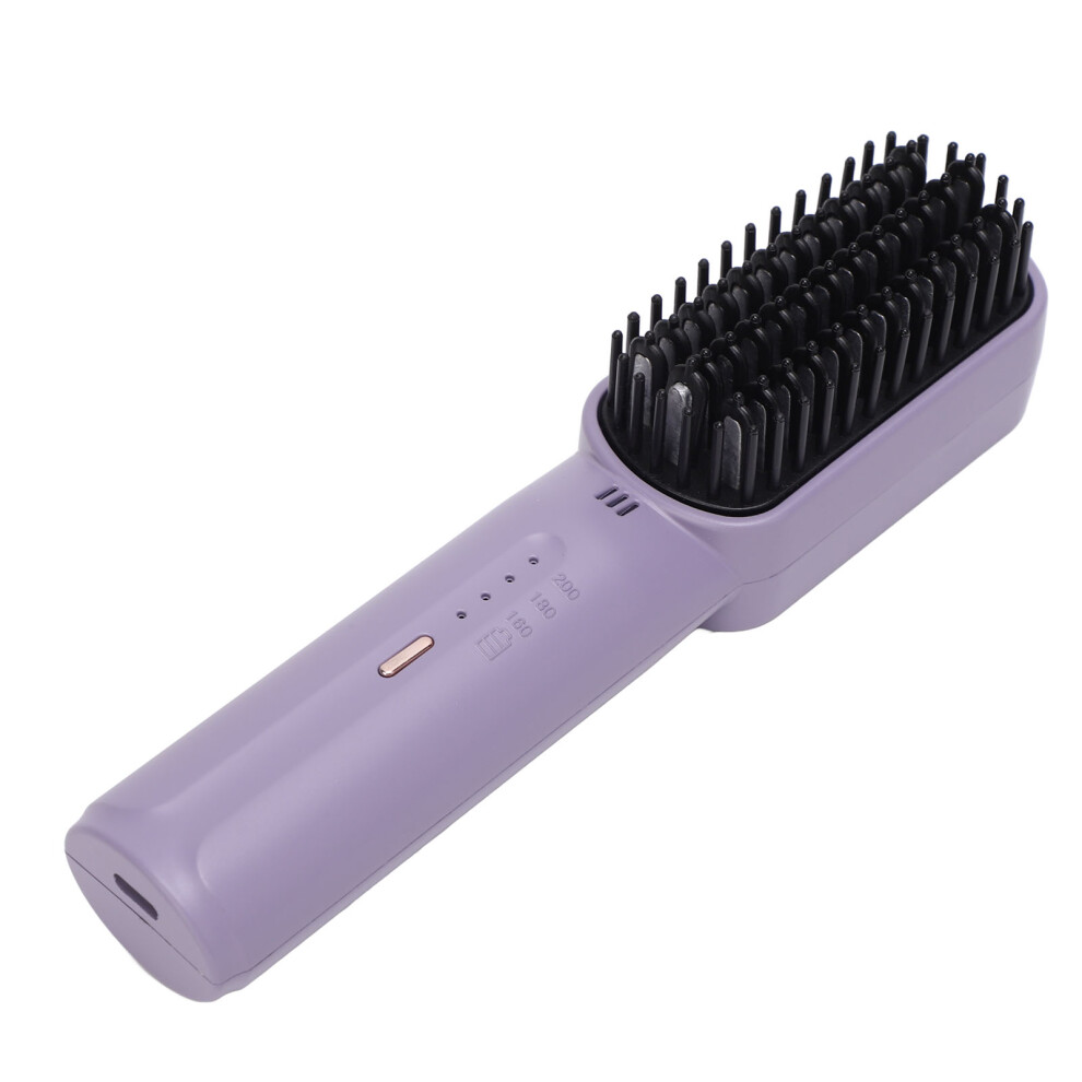 Portable Rechargeable Ionic Hair Straightening Brush 160-200C Violet