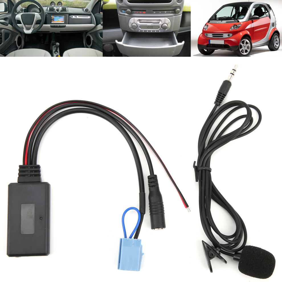 Bluetooth 5.0 Aux Cable Adapter With Mic For Smart Fortwo 450 Radio 5001391659100