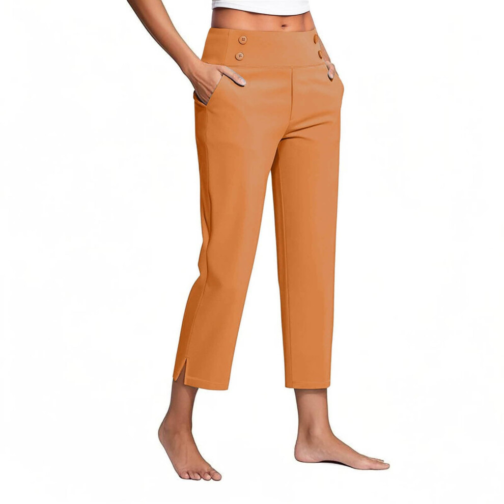 Womenâs  Work Pants High Waist Pull on Wide Leg-Orange XXXL