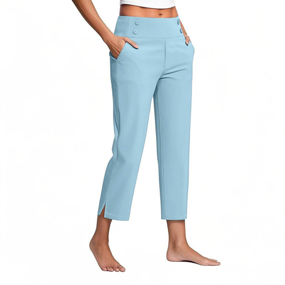 Womenâs  Work Pants High Waist Pull on Wide-Light  Blue XXXL