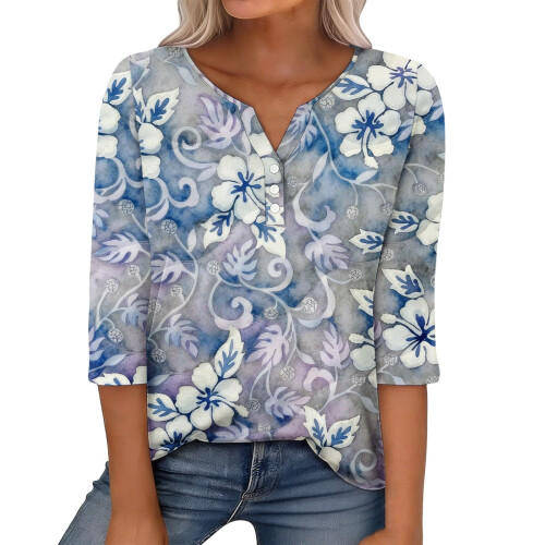 Women's sleeve V-neck T-shirts for Spring  comfortable,-Mint S 1