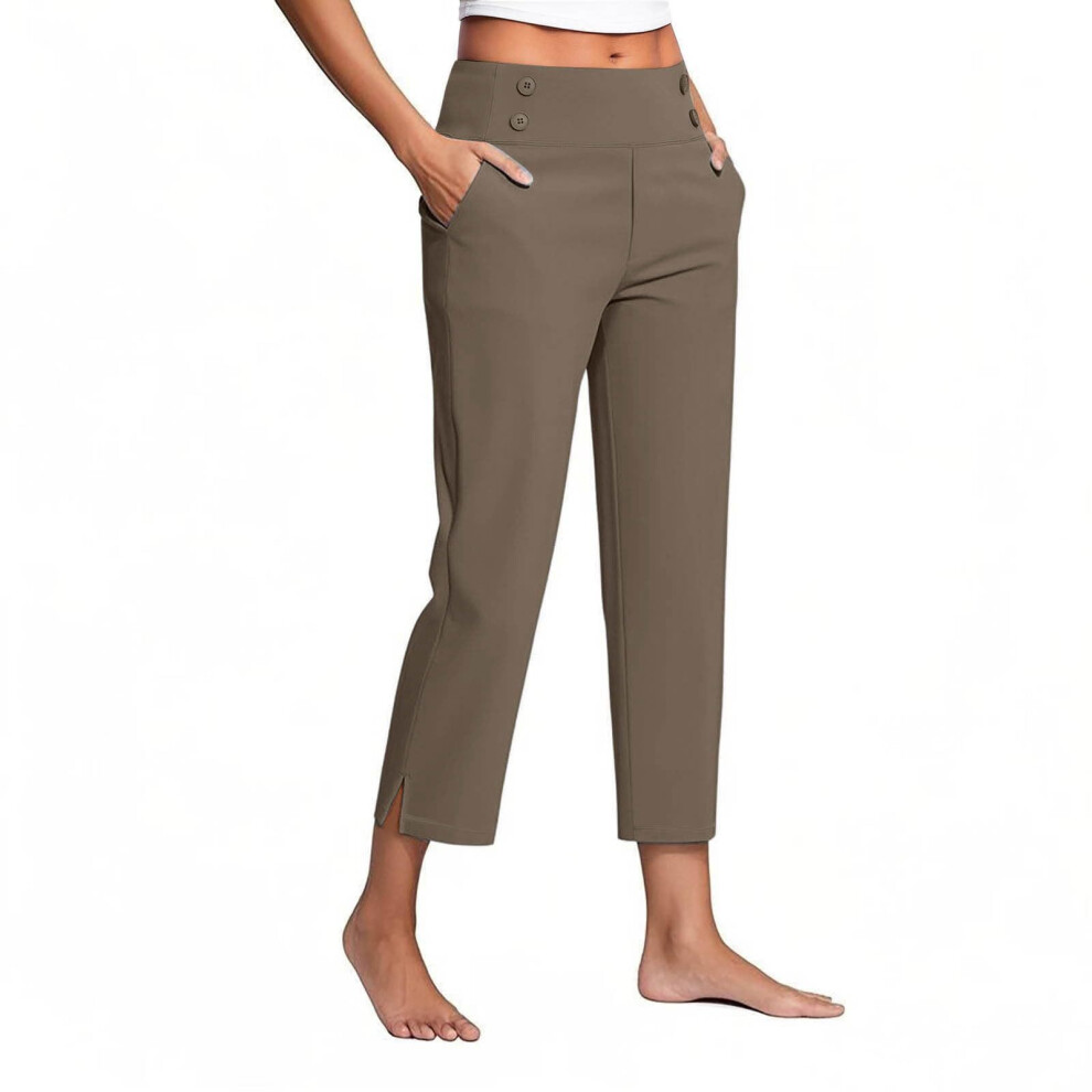 Womenâs  Work Pants High Waist Pull on Wide Leg-Camel XXXL