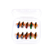 (random, 10pcs) 48pcs Fly Fishing Lure Set for Lake River