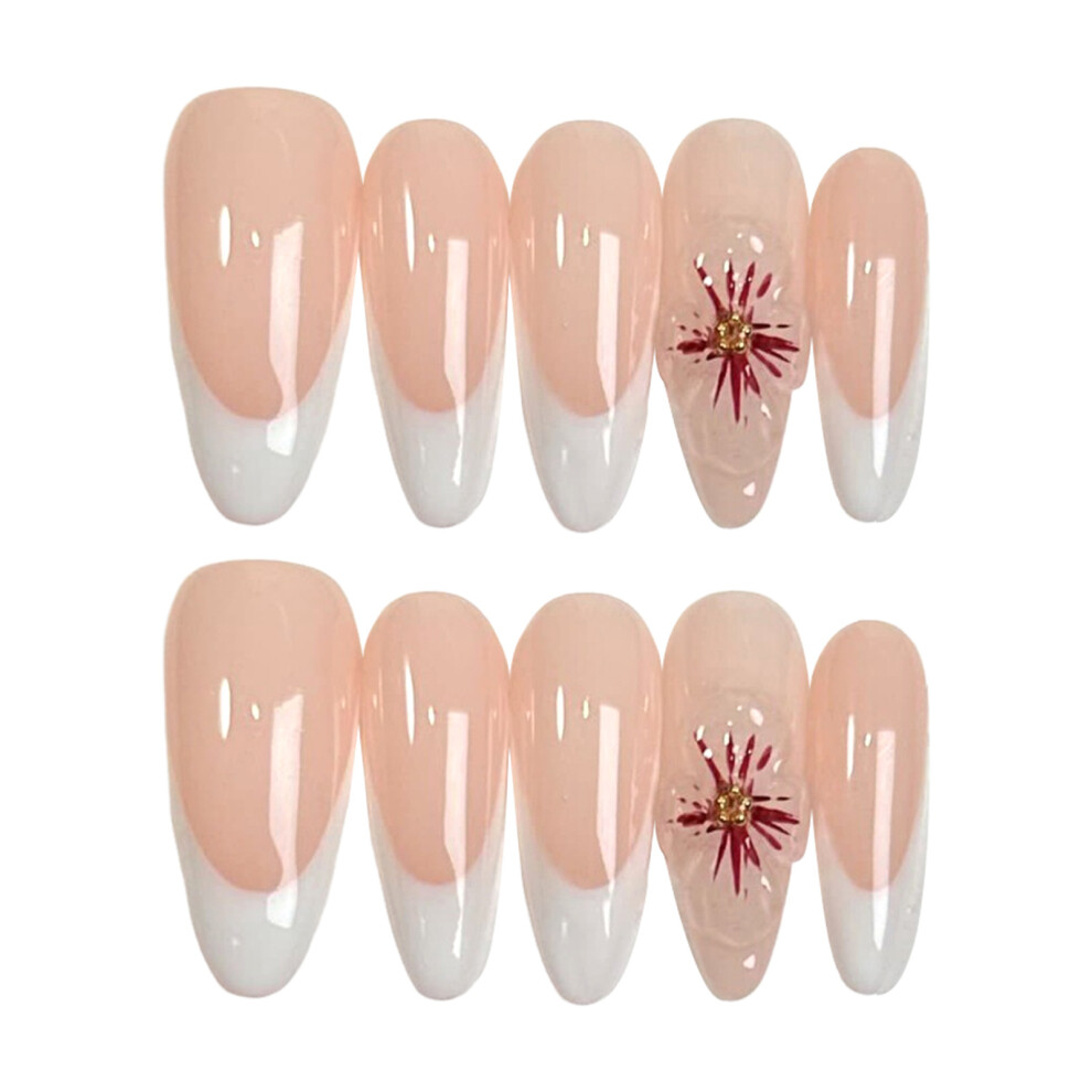 Roc-Electron (S) French Tip False Nails - Reusable & Elegant