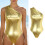 One Shoulder Bodysuits Metallic Sleeveless Bodysuits-Gold L 5