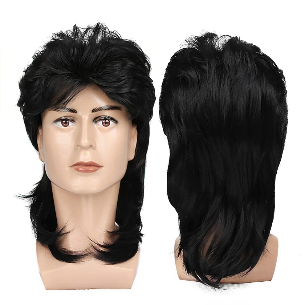 Dachuang Beauty (Black, 55Cm) Metal Mullet Wig For Men - Halloween Rock Costume