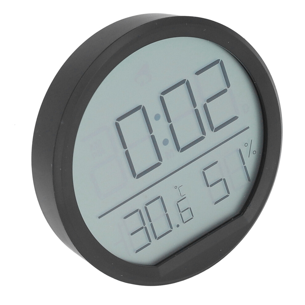 Multifunction Black Wall Mount Indoor Thermometer Hygrometer With Digital Clock 8331391186823