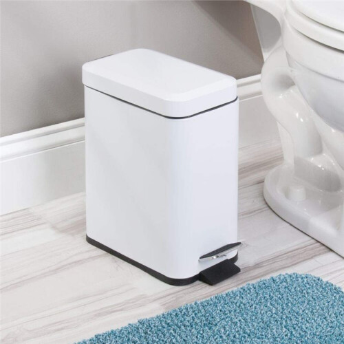 5L Lidded Step Trash Can, Compact Garbage Bin with Removable Liner Bucket and Handle for Bathroom, Kitchen, Office 1