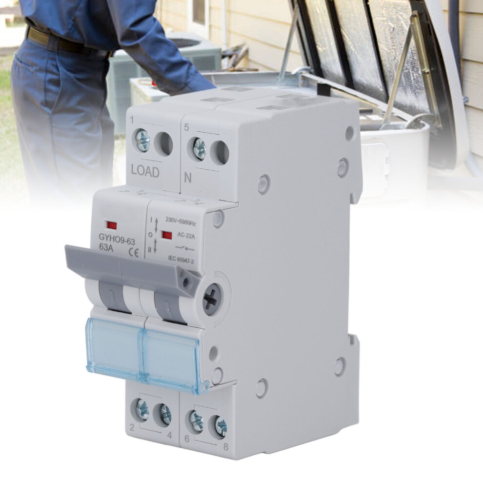 Manual Transfer Switch 2P 63A Din35mm Rail Mount, 50/60Hz 4951391823623