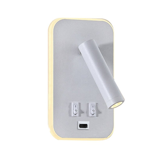 10X Wall Light Backlight USB Charging 330 Degree Rotation Adjustable Wall Lamp Bedside Study Reading Sconce Lamp White 1
